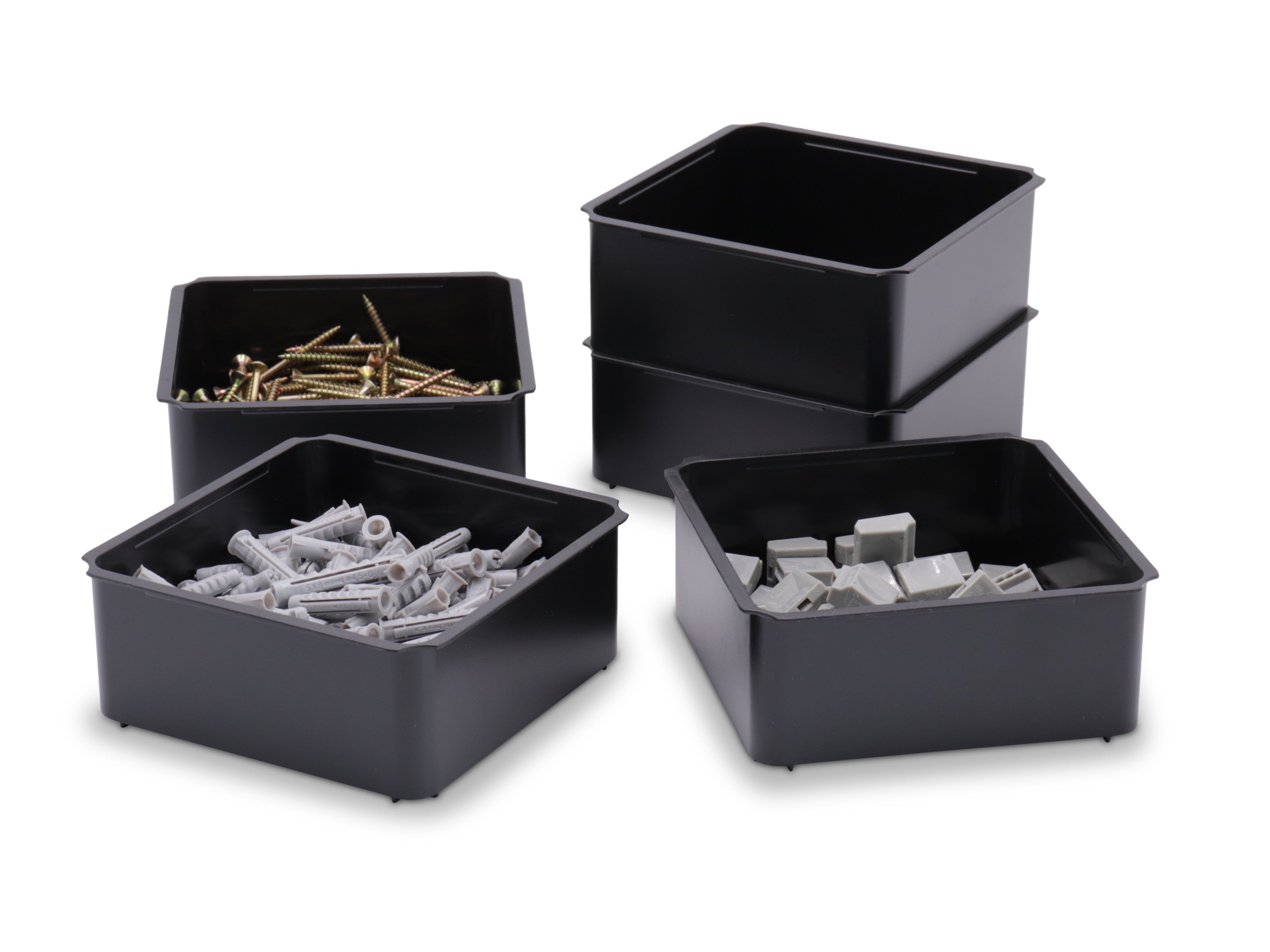 Einsatzkasten IN 50/3, 120x120x50 mm, stapelbar, schwarz, aus ABS