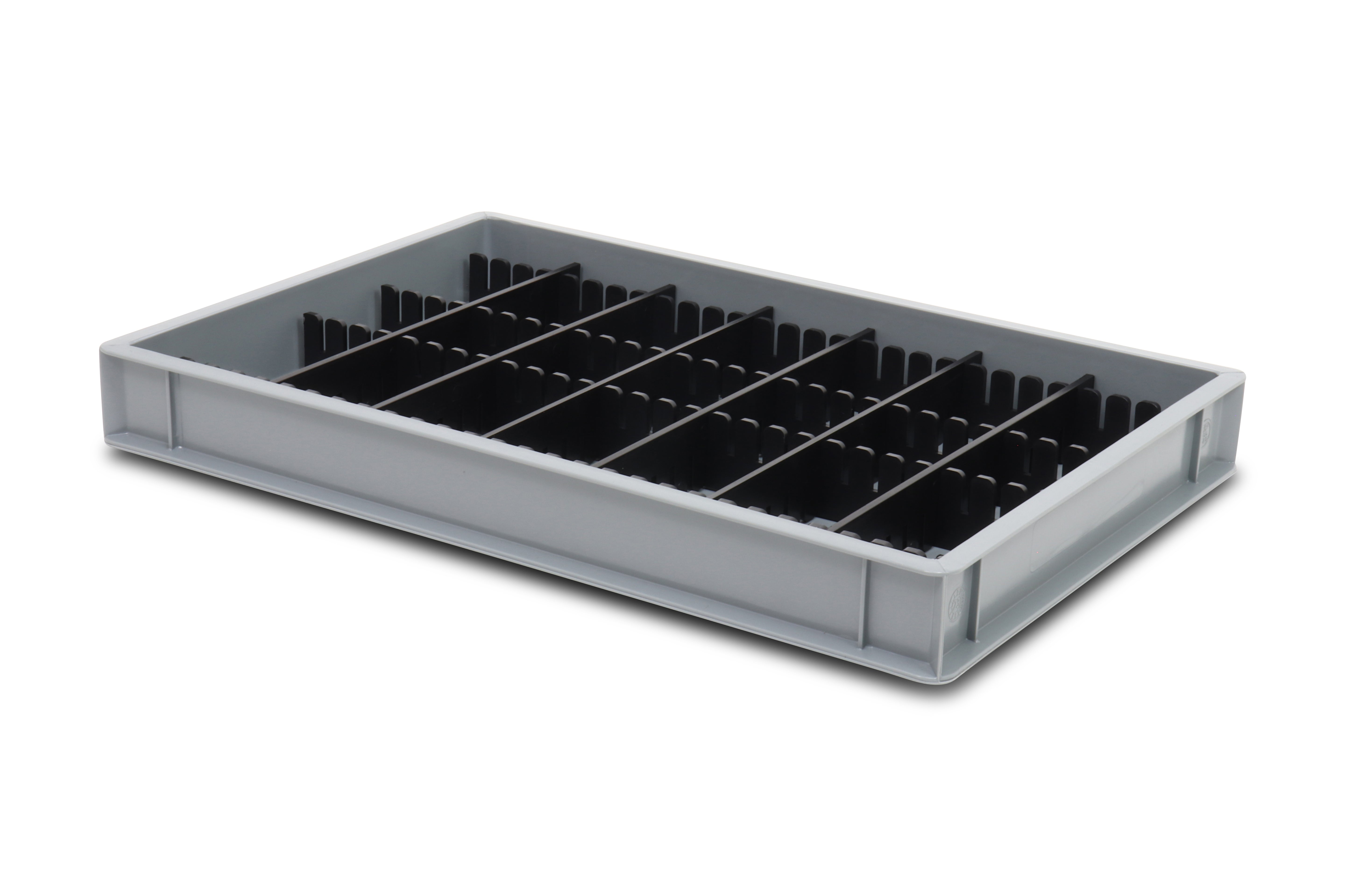 Innosert 20-tlg. Set Fach-Einteilung für Eurobehälter Grundmaß 600x400 mm, Trennkamm Gefachteiler verschiedene Höhen, 5 mm Stärke
