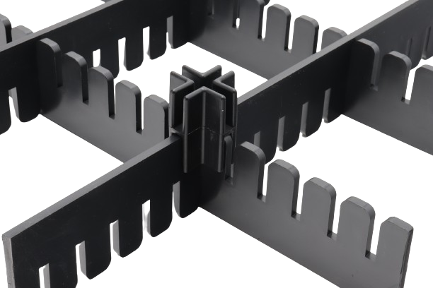 Cross clip 2-way for compartment dividers