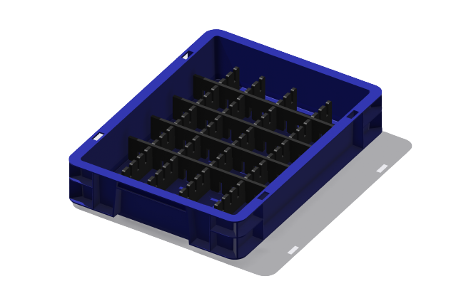 Load carrier, parts carrier, workpiece carrier 400x300x75 mm (LxWxH) including 8 compartment dividers
