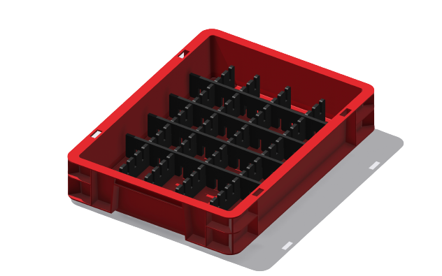 Load carrier, parts carrier, workpiece carrier 400x300x75 mm (LxWxH) including 8 compartment dividers