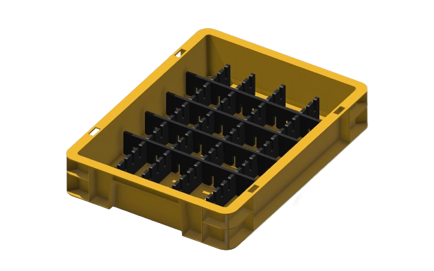 Load carrier, parts carrier, workpiece carrier 400x300x75 mm (LxWxH) including 8 compartment dividers