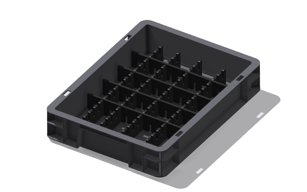 Ladungsträger, Teileträger, Werkstückträger 400x300x75 mm (LxBxH) inkl. 8 Gefachteilern