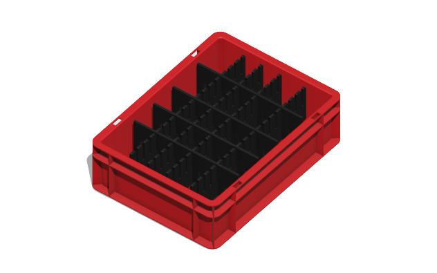 Ladungsträger, Teileträger, Werkstückträger 400x300x120 mm (LxBxH) inkl. 8 Gefachteiler