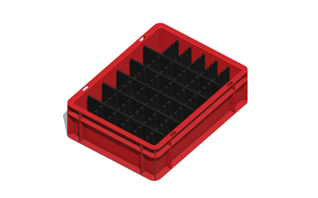Ladungsträger, Teileträger, Werkstückträger 400x300x120 mm (LxBxH) inkl. 10 Gefachteilern