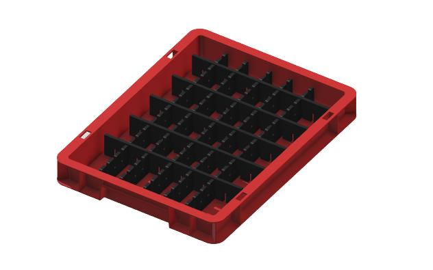 Ladungsträger, Teileträger, Werkstückträger 400x300x50 mm (LxBxH) inkl. 10 Gefachteilern