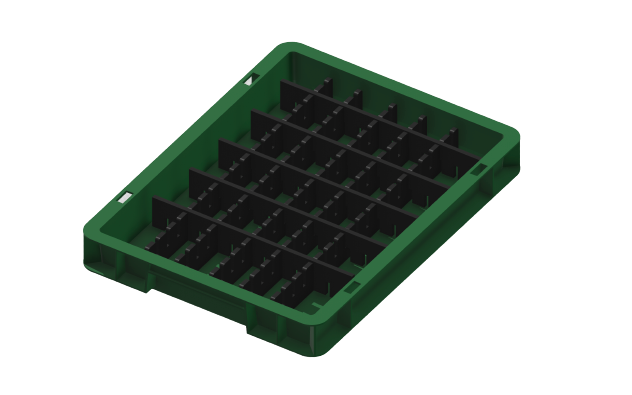 Load carrier, parts carrier, workpiece carrier 400x300x50 mm (LxWxH) including 10 compartment dividers