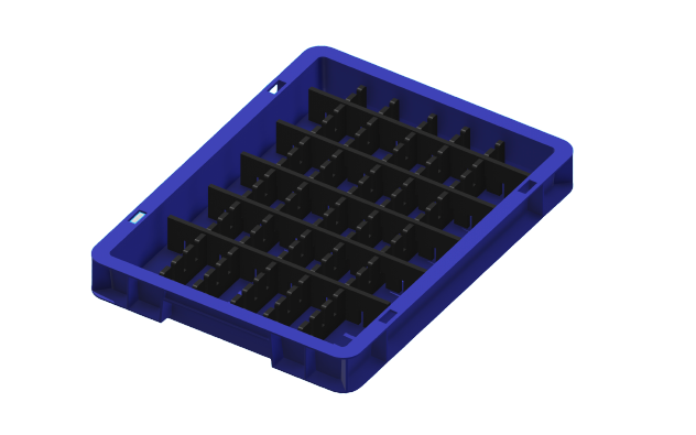 Load carrier, parts carrier, workpiece carrier 400x300x50 mm (LxWxH) including 10 compartment dividers
