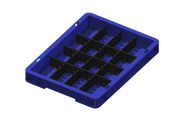 Ladungsträger, Teileträger, Werkstückträger 400x300x50 mm (LxBxH) inkl. 6 Gefachteilern