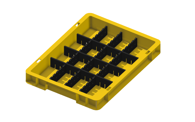 Ladungsträger, Teileträger, Werkstückträger 400x300x50 mm (LxBxH) inkl. 6 Gefachteilern