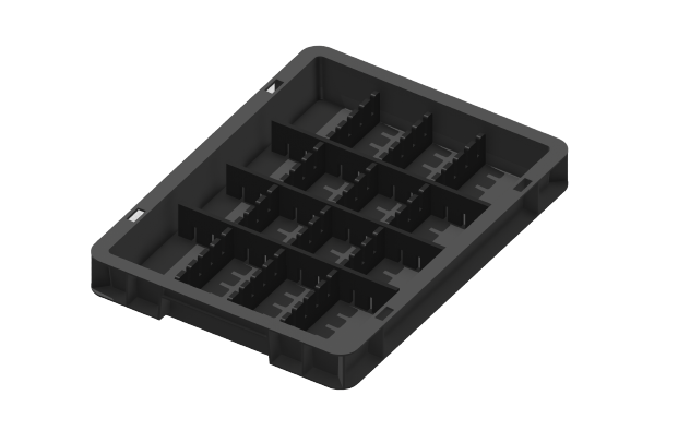 Ladungsträger, Teileträger, Werkstückträger 400x300x50 mm (LxBxH) inkl. 6 Gefachteilern