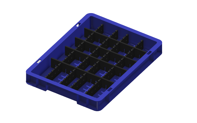 Ladungsträger, Teileträger, Werkstückträger 400x300x50 mm (LxBxH) inkl. 8 Gefachteilern