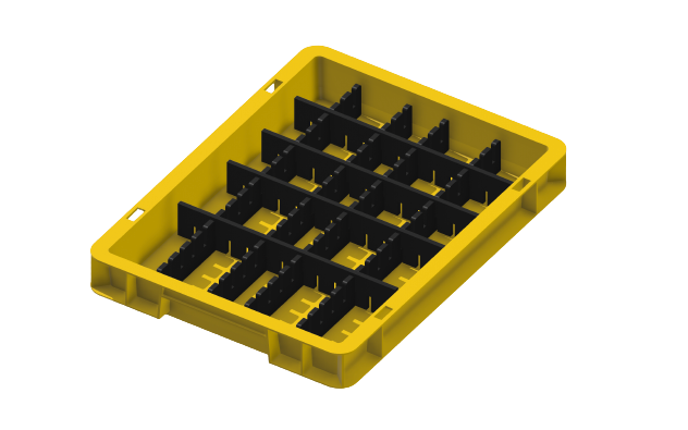 Ladungsträger, Teileträger, Werkstückträger 400x300x50 mm (LxBxH) inkl. 8 Gefachteilern