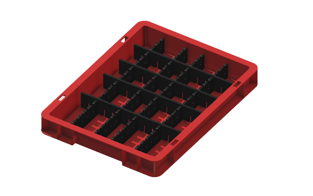Load carrier, parts carrier, workpiece carrier 400x300x50 mm (LxWxH) including 8 compartment dividers