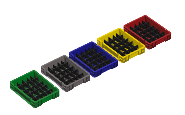 Load carrier, parts carrier, workpiece carrier 400x300x75 mm (LxWxH) including 4 compartment dividers