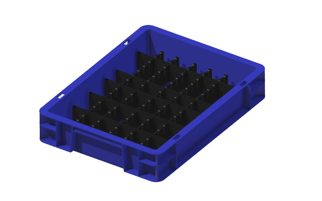 Ladungsträger, Teileträger, Werkstückträger 400x300x75 mm (LxBxH) inkl. 10 Gefachteilern
