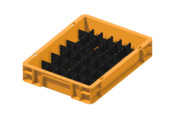 Ladungsträger, Teileträger, Werkstückträger 400x300x75 mm (LxBxH) inkl. 10 Gefachteilern