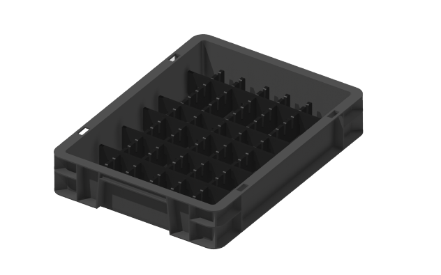 Ladungsträger, Teileträger, Werkstückträger 400x300x75 mm (LxBxH) inkl. 10 Gefachteilern