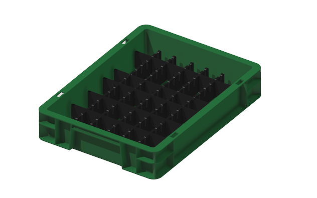 Ladungsträger, Teileträger, Werkstückträger 400x300x75 mm (LxBxH) inkl. 10 Gefachteilern