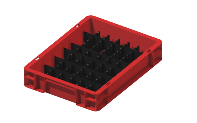 Ladungsträger, Teileträger, Werkstückträger 400x300x75 mm (LxBxH) inkl. 10 Gefachteilern