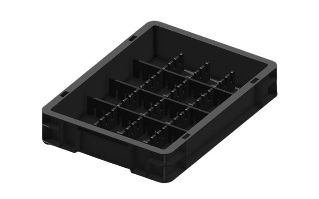 Load carrier, parts carrier, workpiece carrier 400x300x75 mm (LxWxH) including 6 compartment dividers