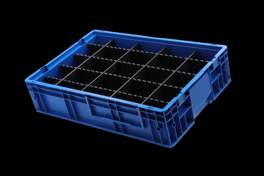 KLT Eurobehälter 600x400x147 mm (LxBxH), inkl. Gefachteiler (Längs- und Querteiler)